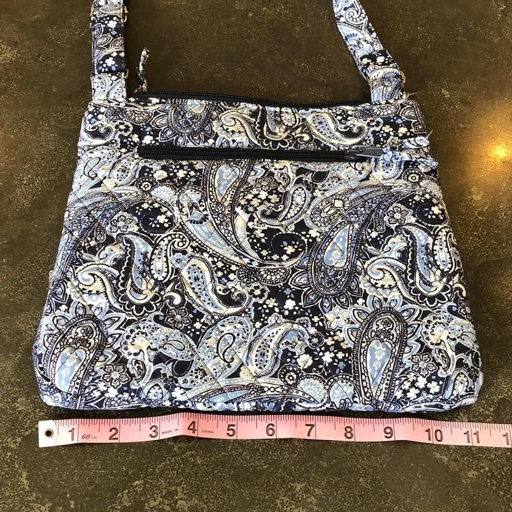 Quilted Paisley Crossbody Bag in Navy and Light Blue, NWOT
